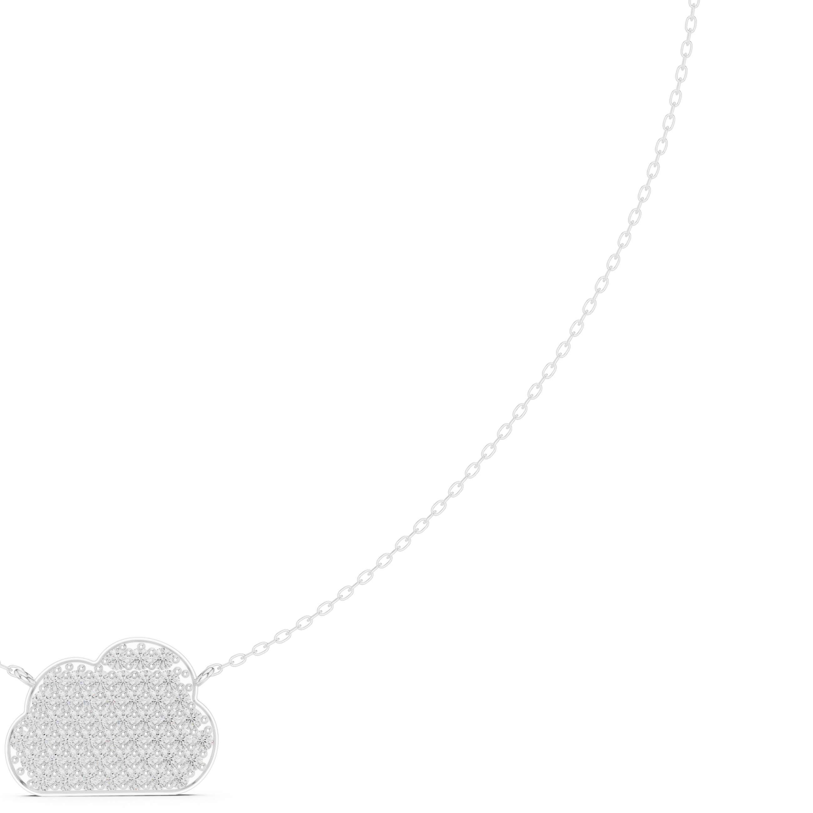 Dainty cloud shaped full pave diamond pendant necklace