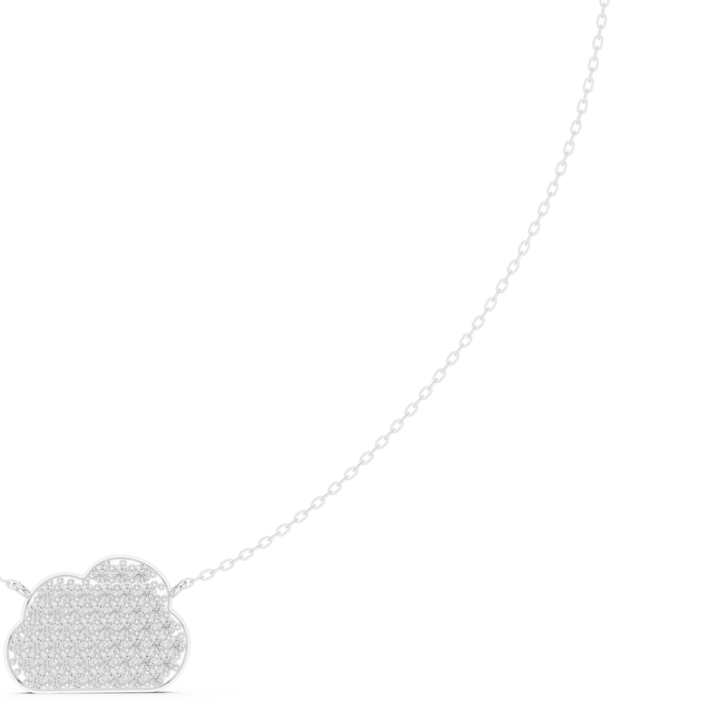 Dainty cloud shaped full pave diamond pendant necklace