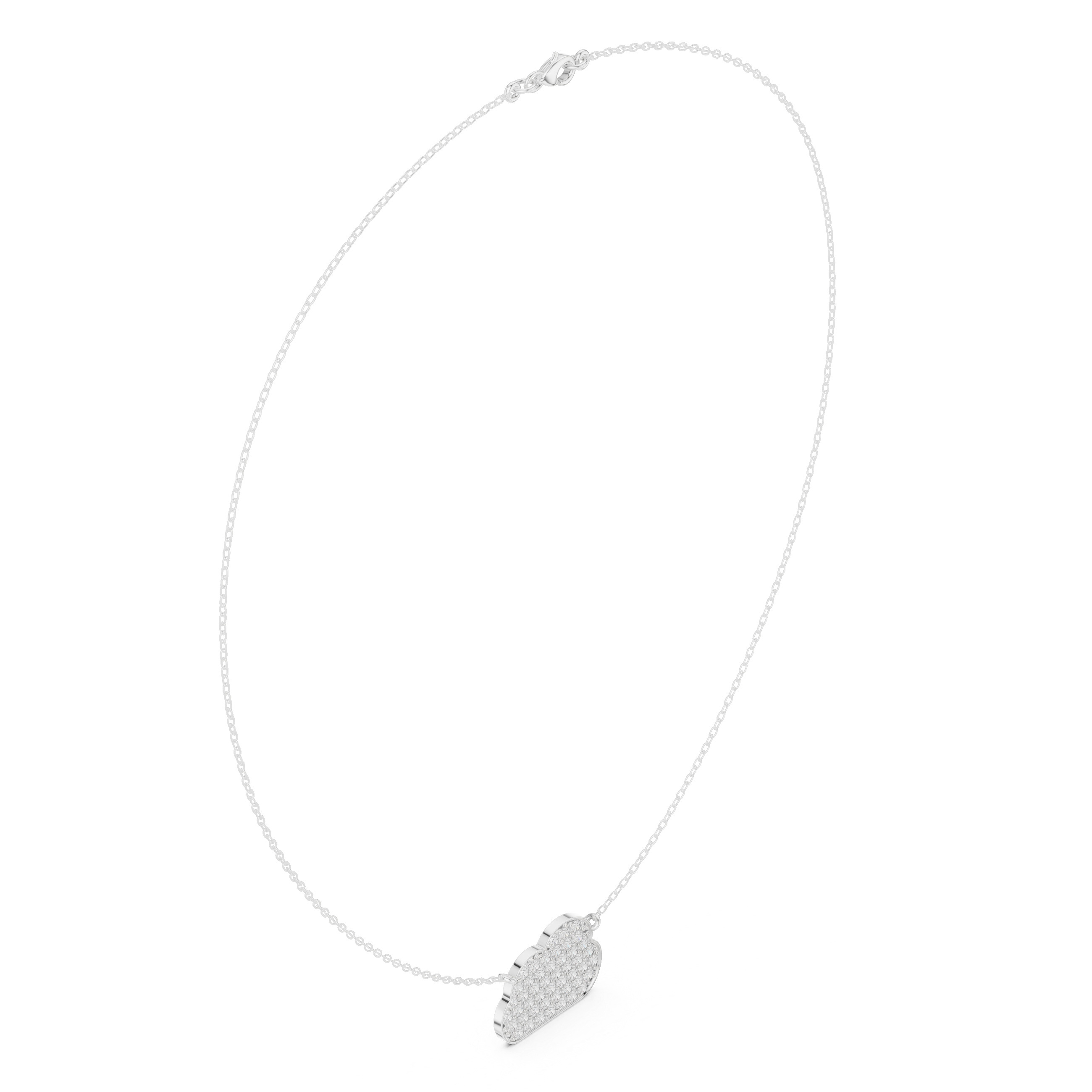 Dainty cloud shaped full pave diamond pendant necklace