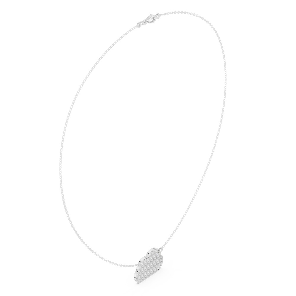 Dainty cloud shaped full pave diamond pendant necklace