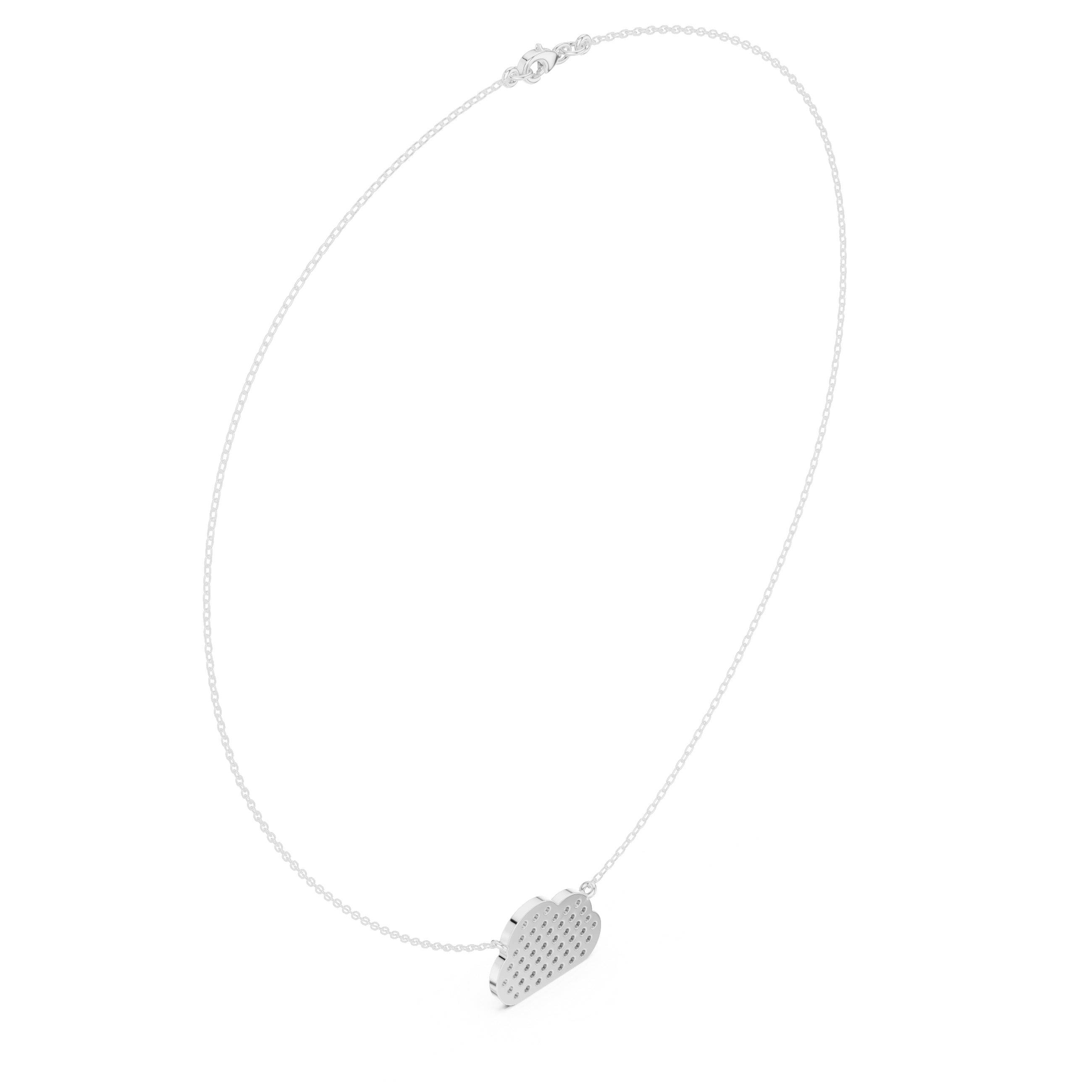 Dainty cloud shaped full pave diamond pendant necklace