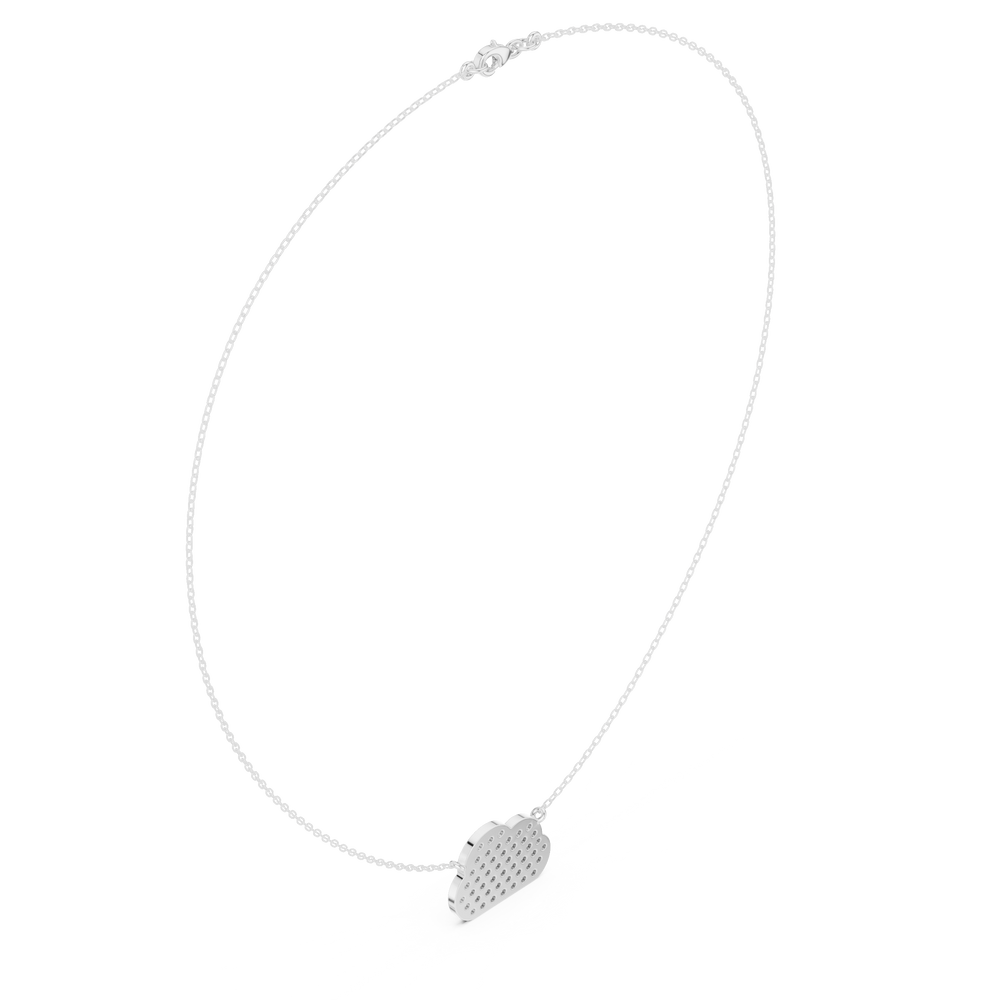 Dainty cloud shaped full pave diamond pendant necklace