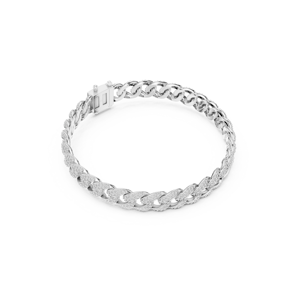 Cuban link pave bracelet with fully studded interlocking curb chain detailing