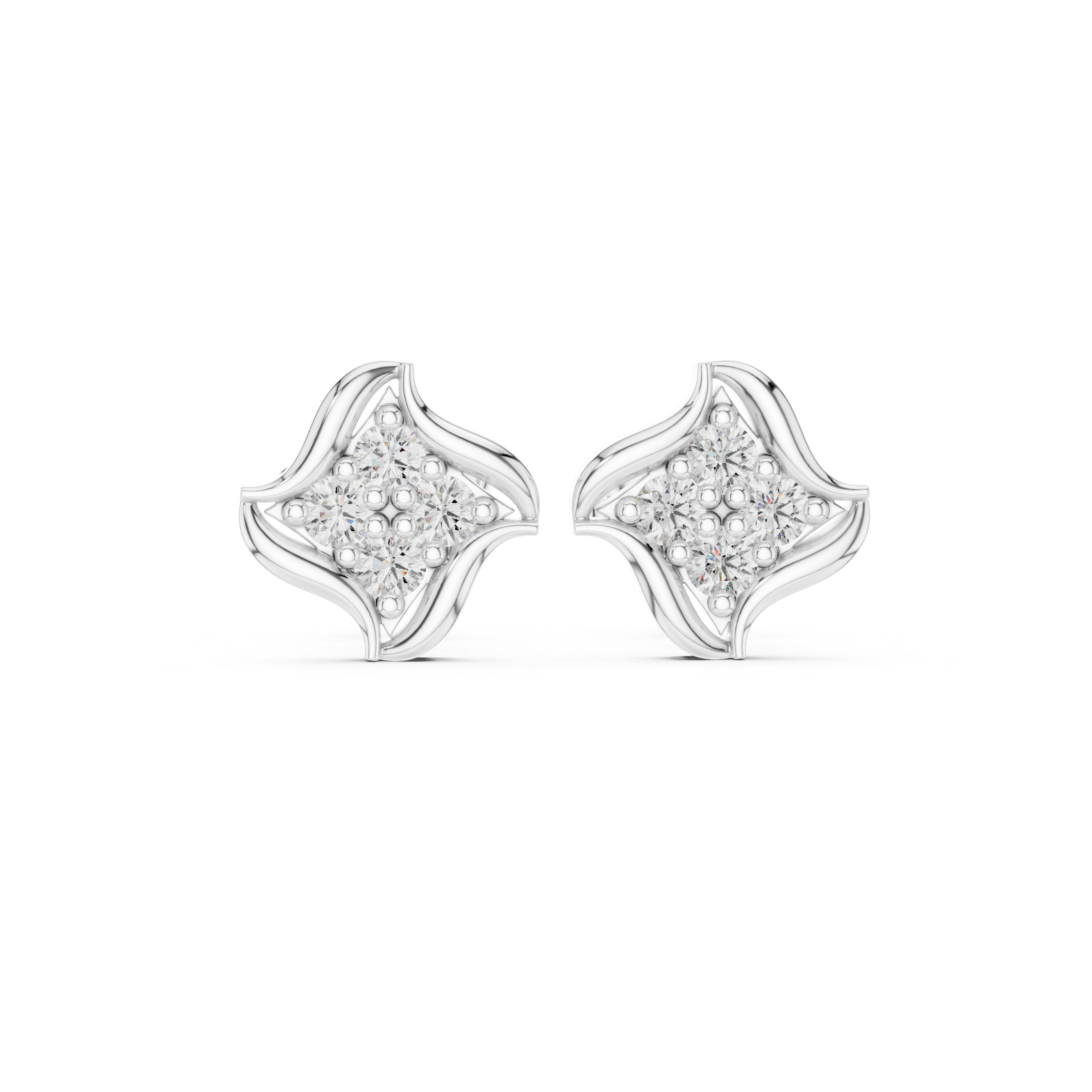 Curved bar stud earrings with sparkling stone embellishment
