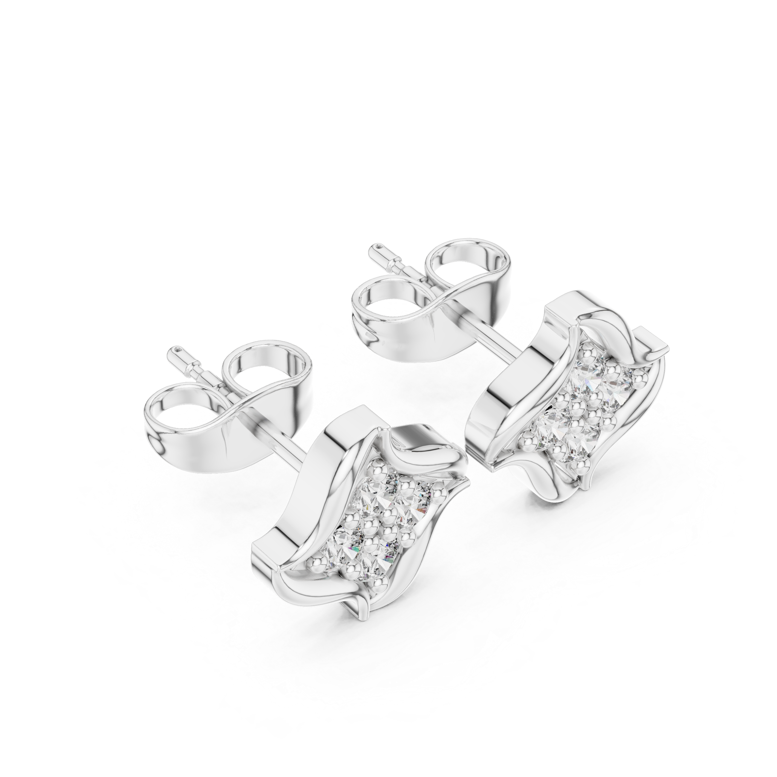 Curved bar stud earrings with sparkling stone embellishment