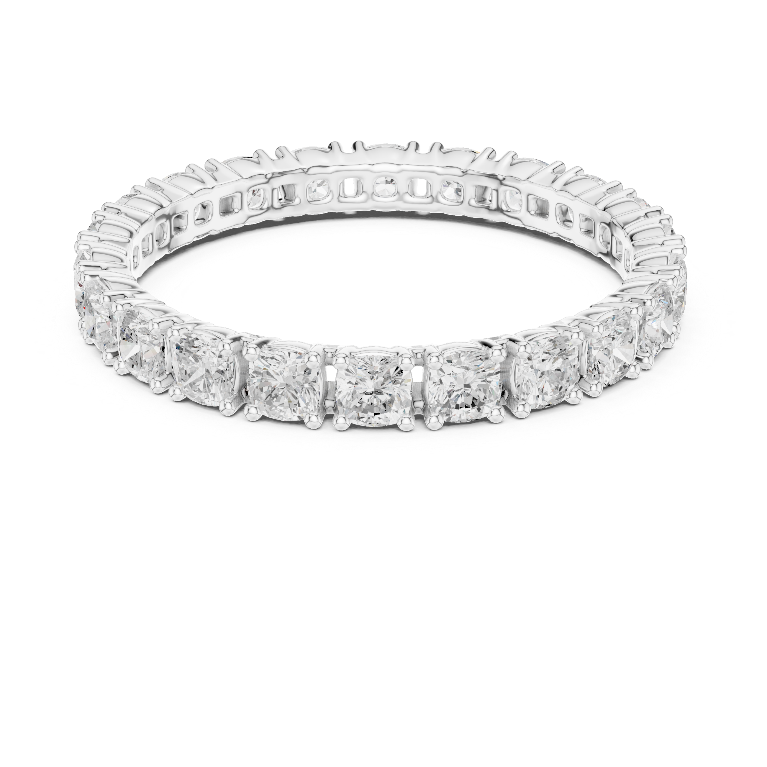 Full eternity cushion cut diamond band ring 