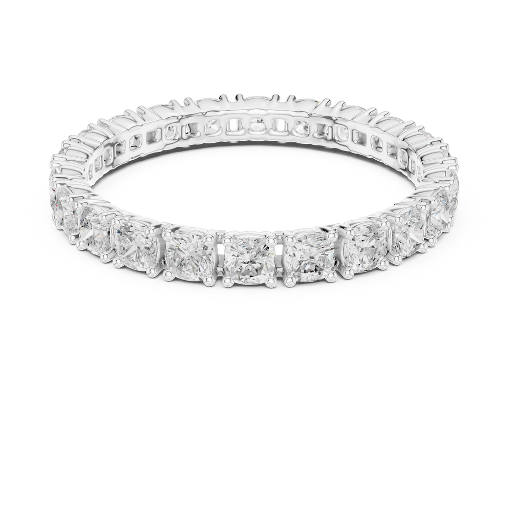 Full eternity cushion cut diamond band ring 