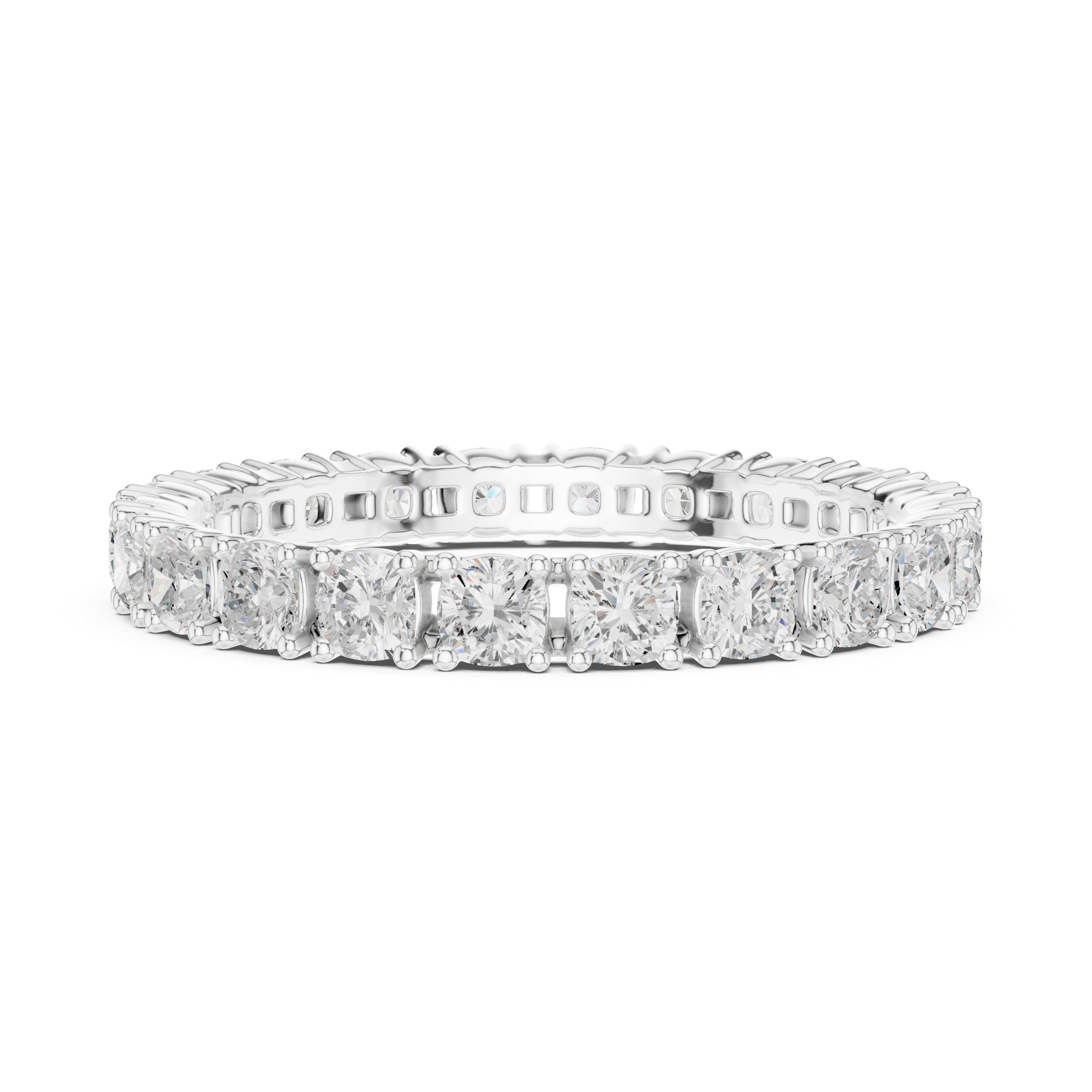 Full eternity cushion cut diamond band ring 