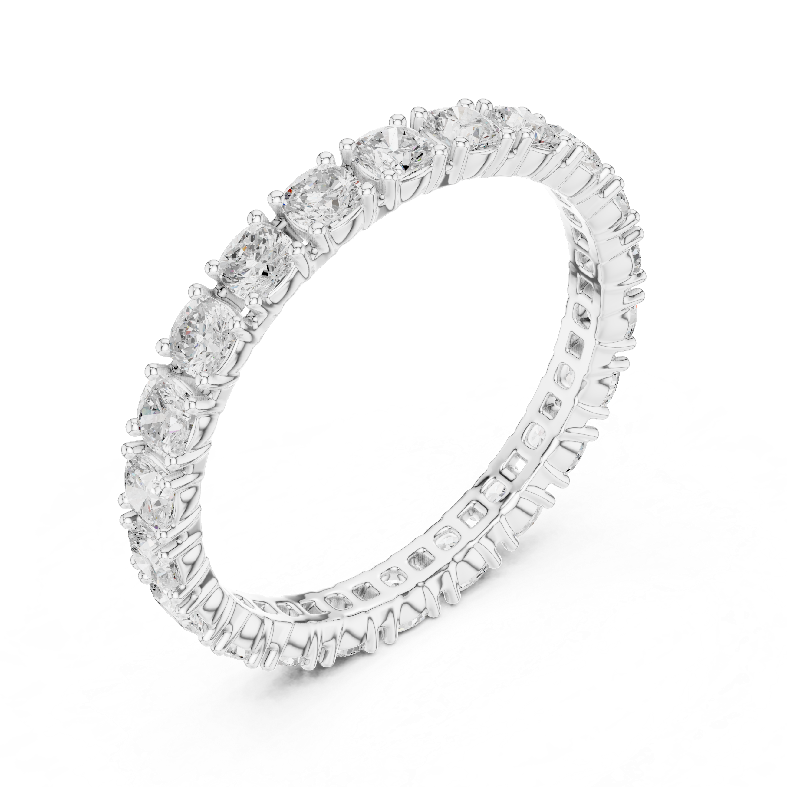 Full eternity cushion cut diamond band ring 
