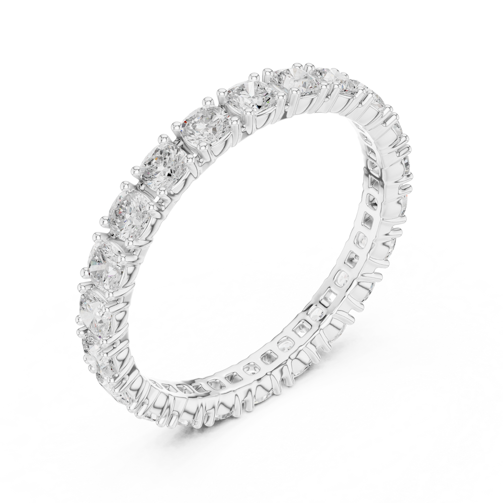 Full eternity cushion cut diamond band ring 