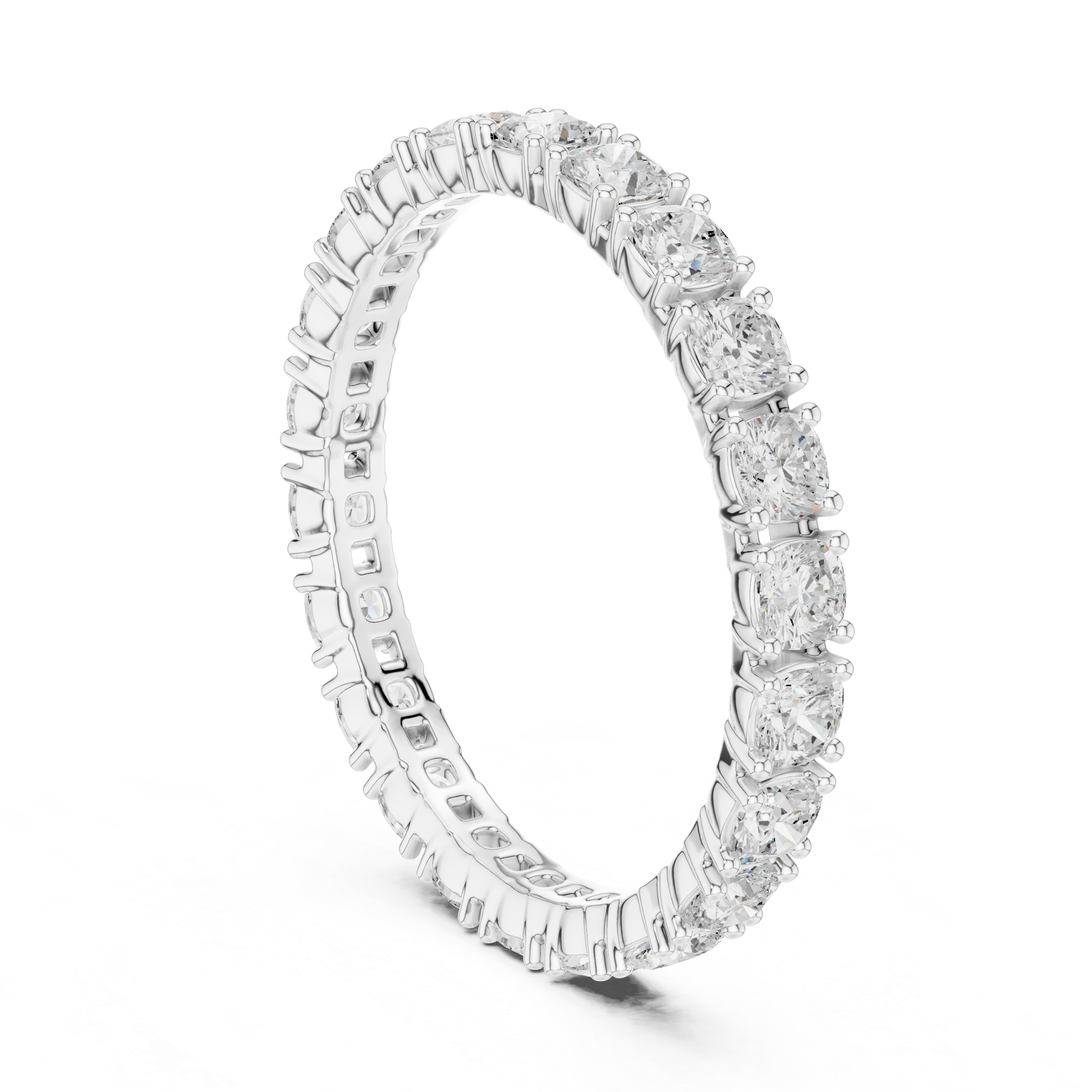 Full eternity cushion cut diamond band ring 