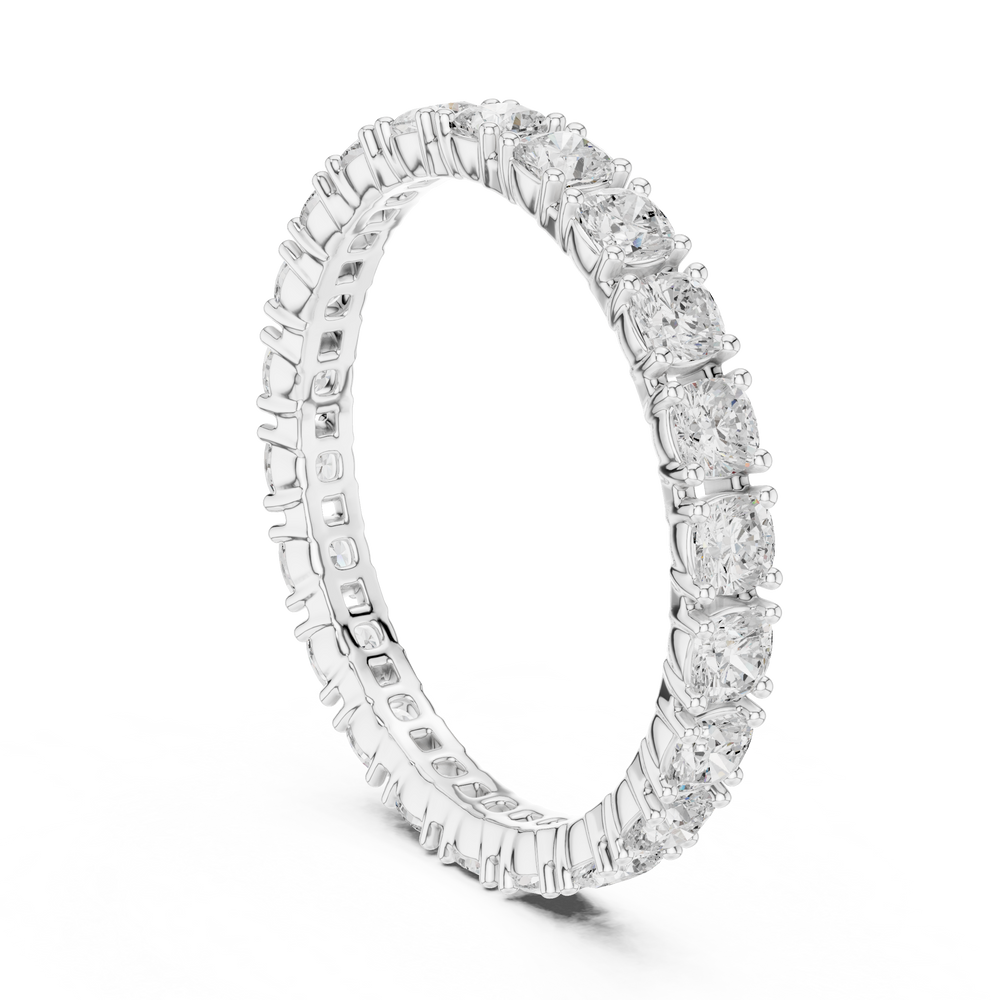 Full eternity cushion cut diamond band ring 
