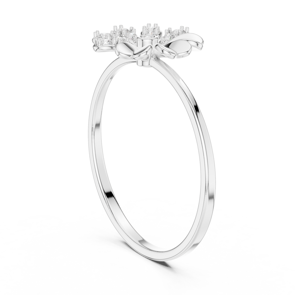 daisy flower ring with diamond-studded petals and solitaire centre stone
