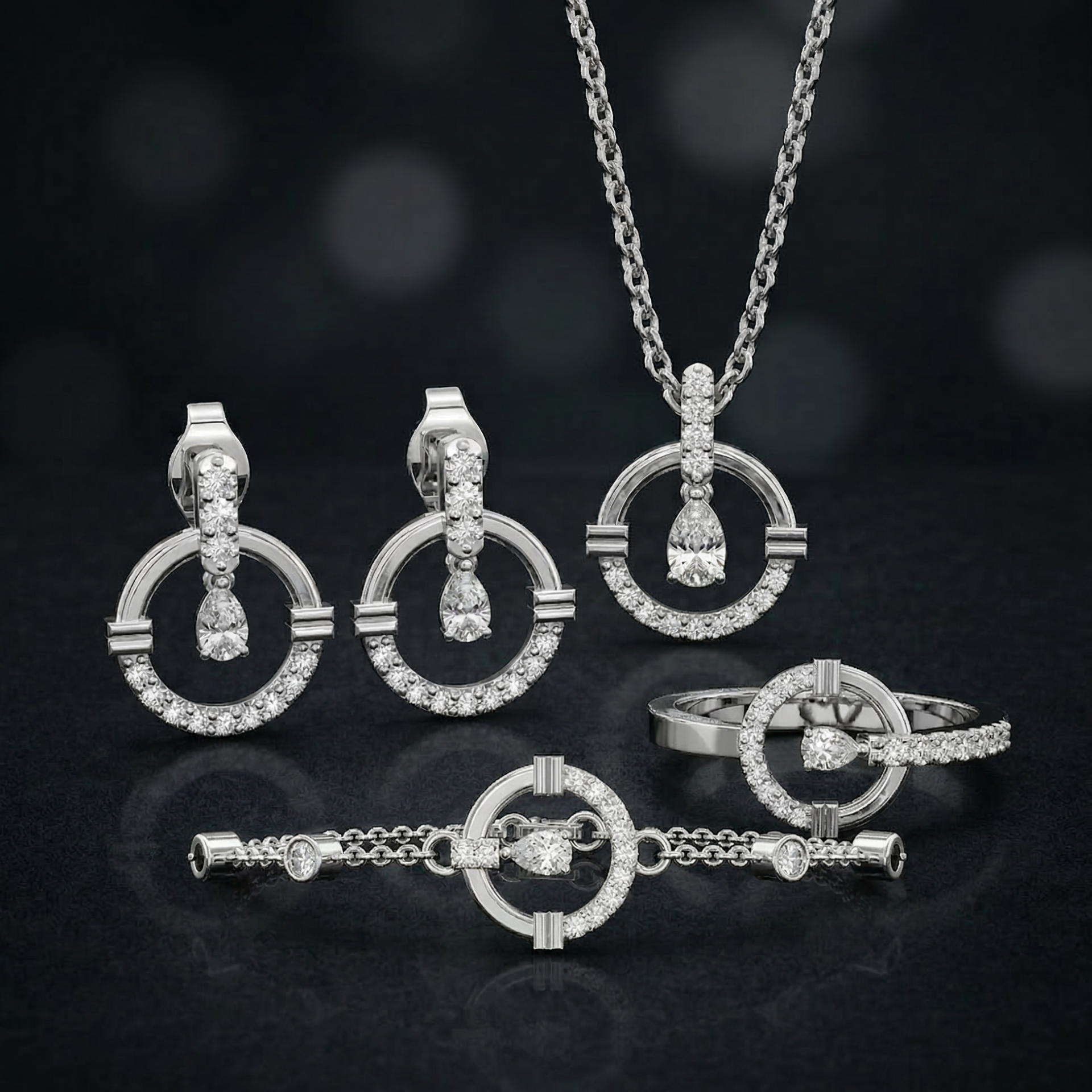 925 sterling silver Dancing Diamond set