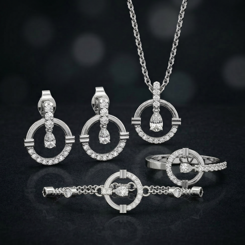 925 sterling silver Dancing Diamond set