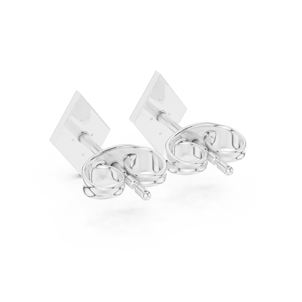 Rhombus-shaped stud earrings with a round brilliant cluster set within a polished geometric frame