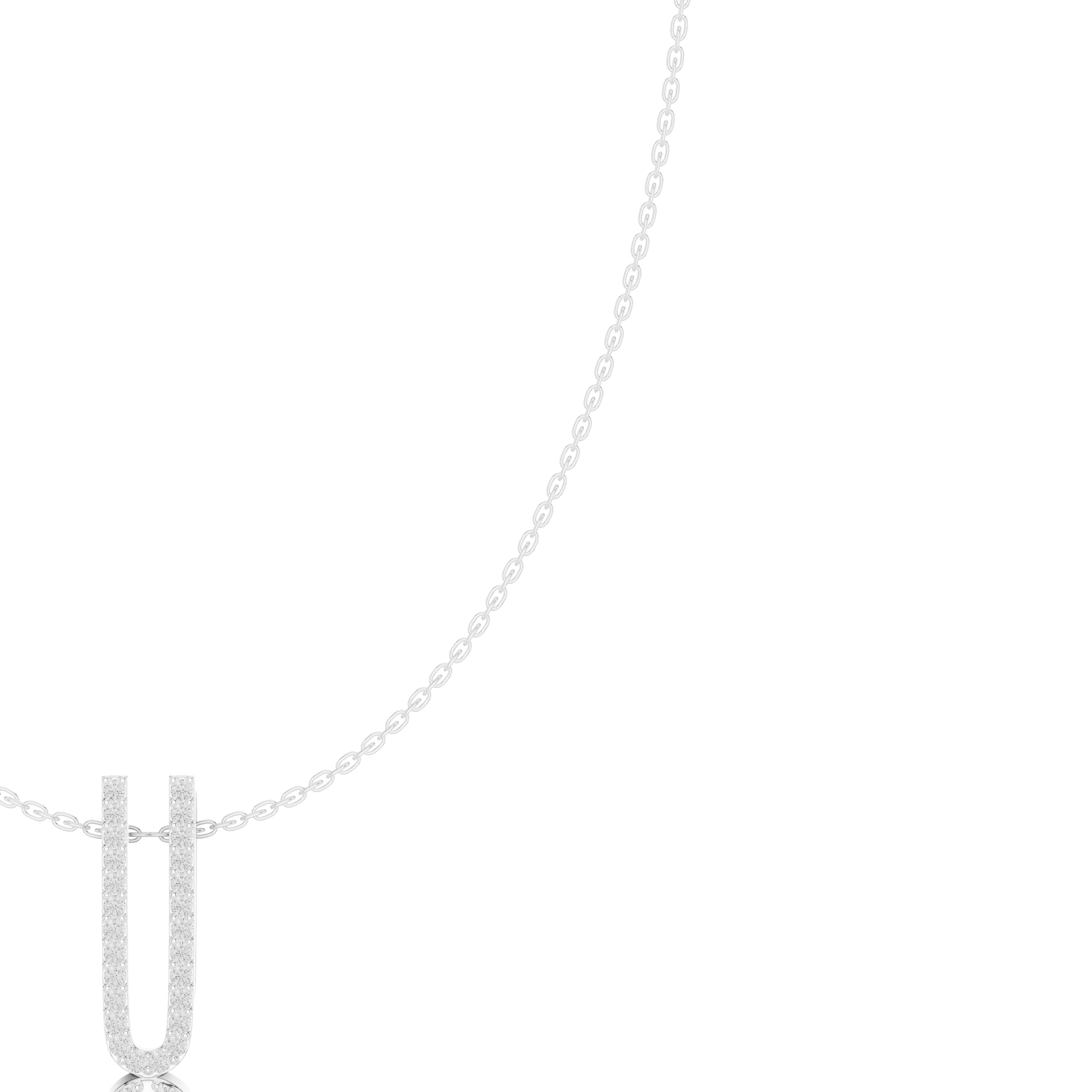 Double bar pave diamond pendant necklace with round cluster drop