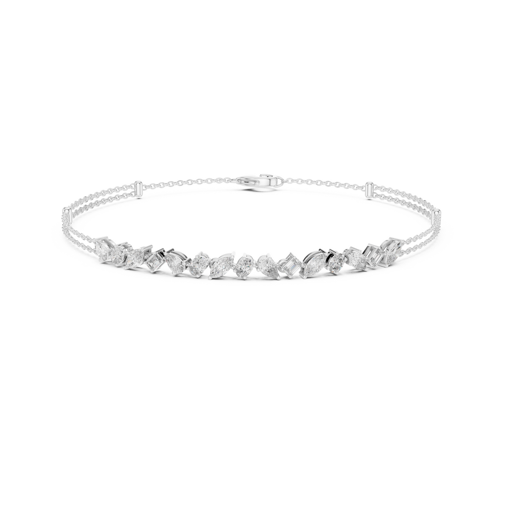 Double strand marquise chain bracelet with mixed cut stone centre detailing