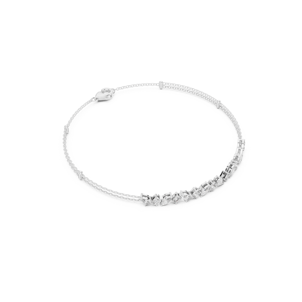 Double strand marquise chain bracelet with mixed cut stone centre detailing