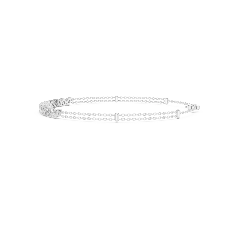 Double strand marquise chain bracelet with mixed cut stone centre detailing