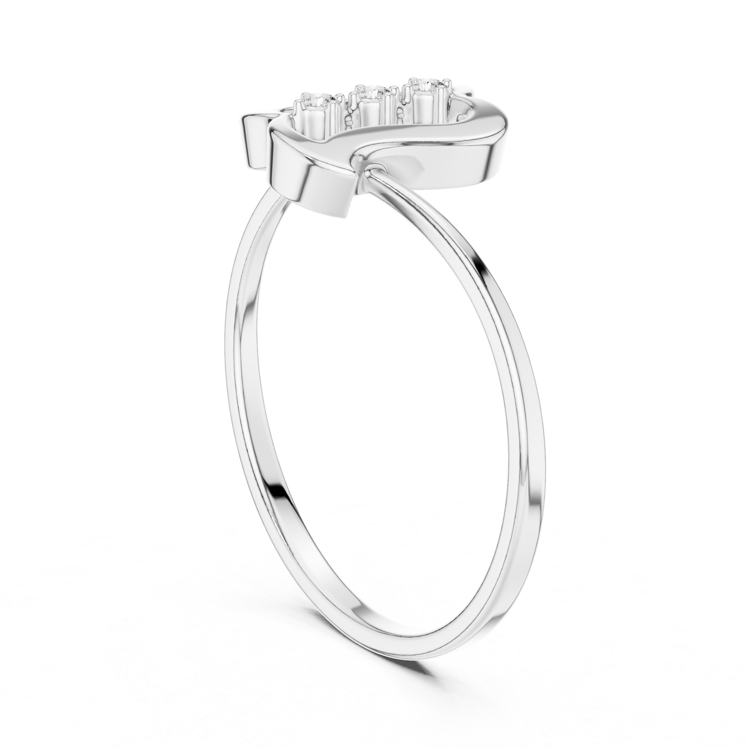 Elegant silver abstract ring with curved design and vertical stone setting