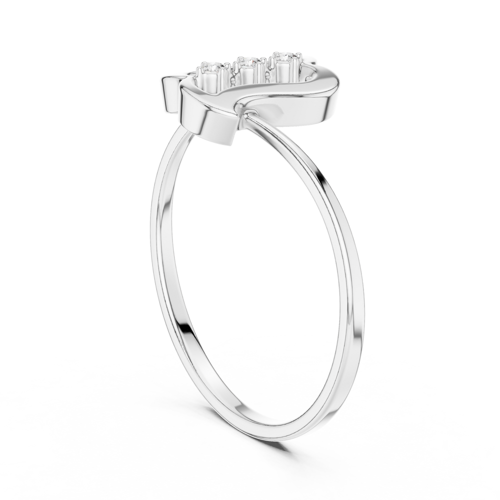 Elegant silver abstract ring with curved design and vertical stone setting