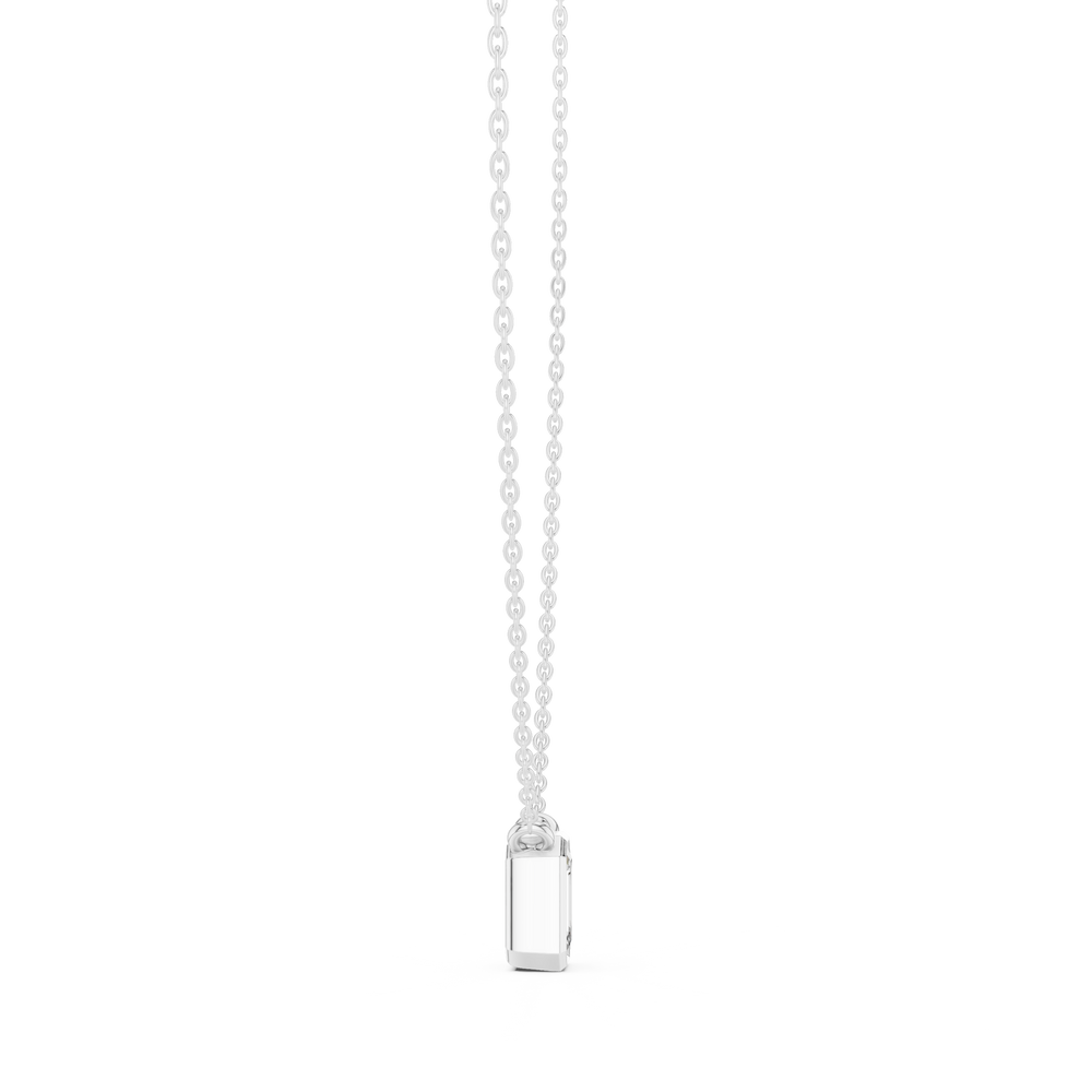 Emerald Cut Bezel Solitaire Diamond Pendant Necklace
