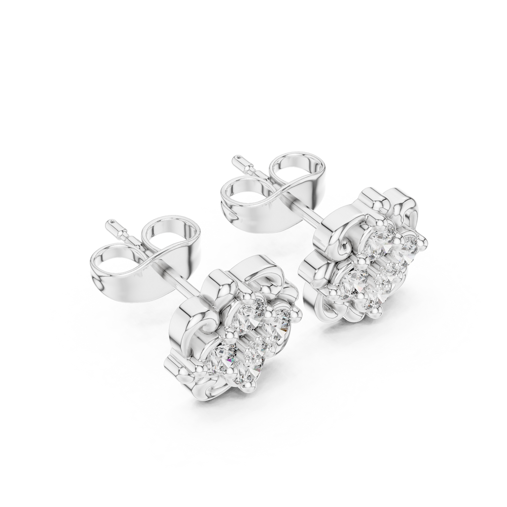 Floral filigree cluster stud earrings with intricate scrollwork detailing