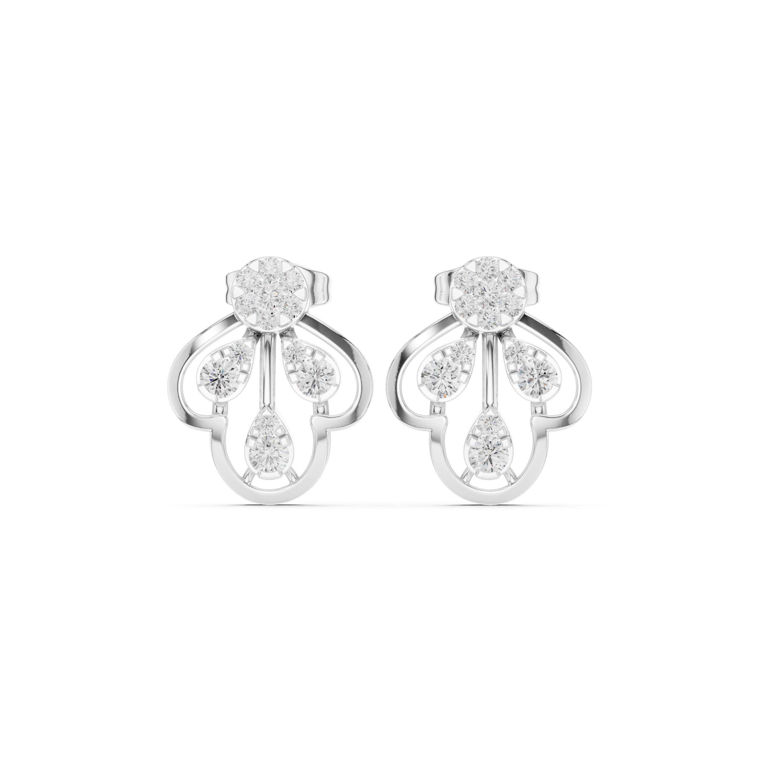 Floral hoop cluster earrings with sparkling stone detailing