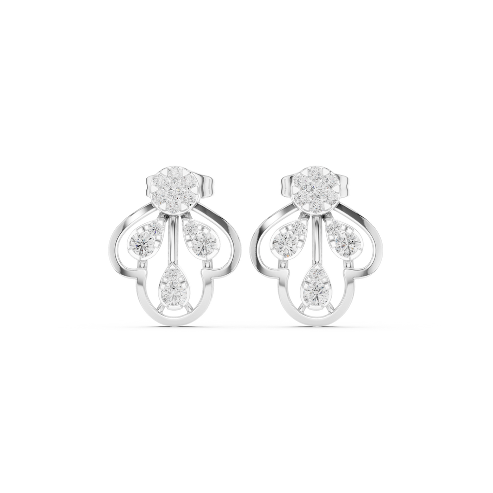 Floral hoop cluster earrings with sparkling stone detailing