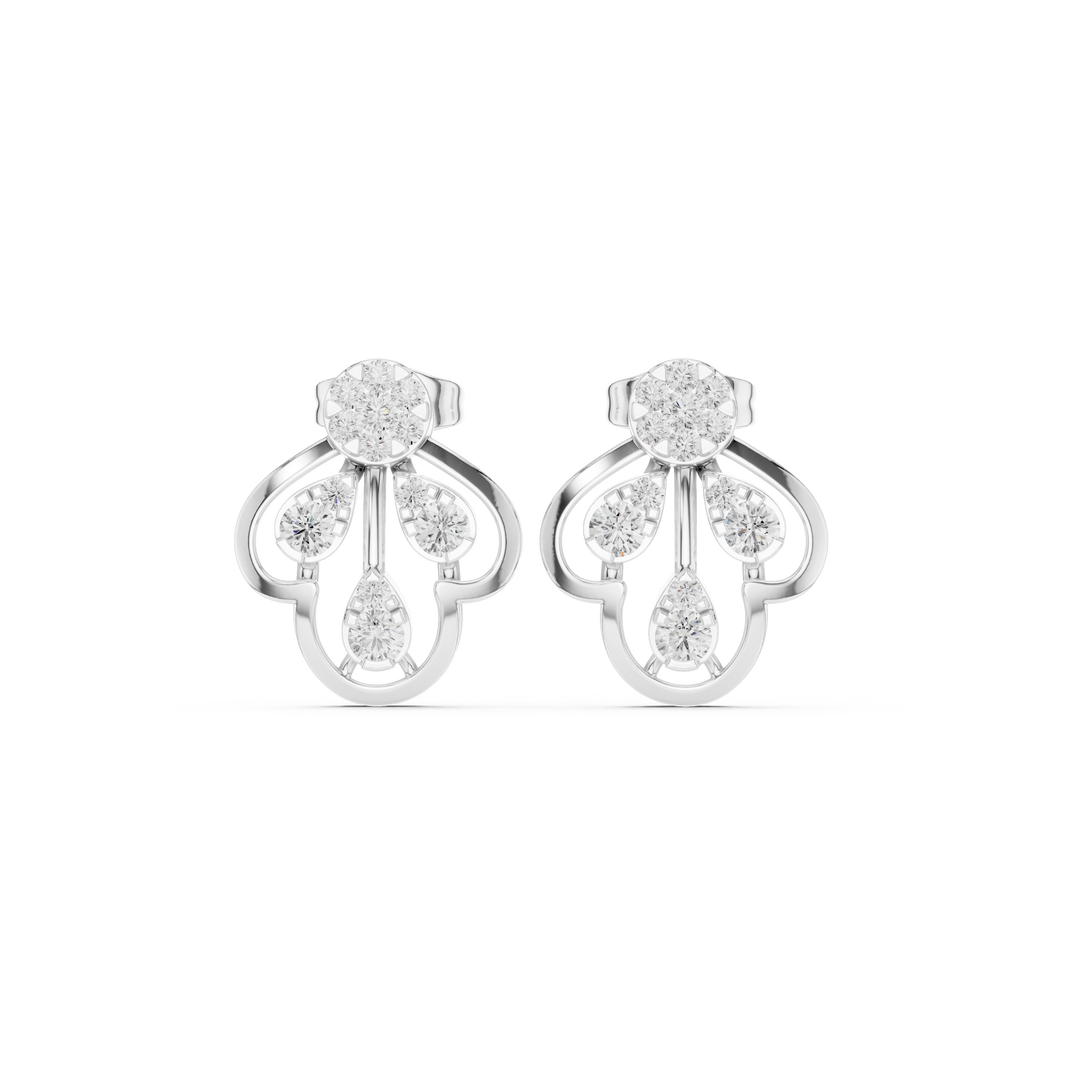 Floral hoop cluster earrings with sparkling stone detailing