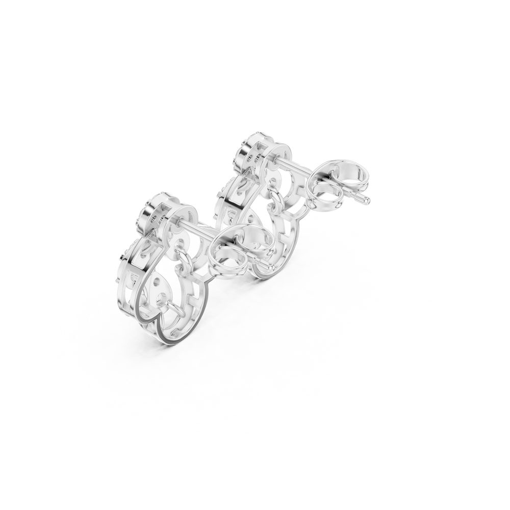 Floral hoop cluster earrings with sparkling stone detailing
