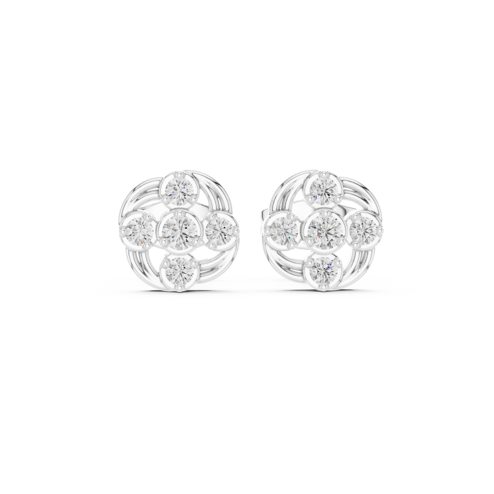 Floral swirl stud earrings with open lattice detailing