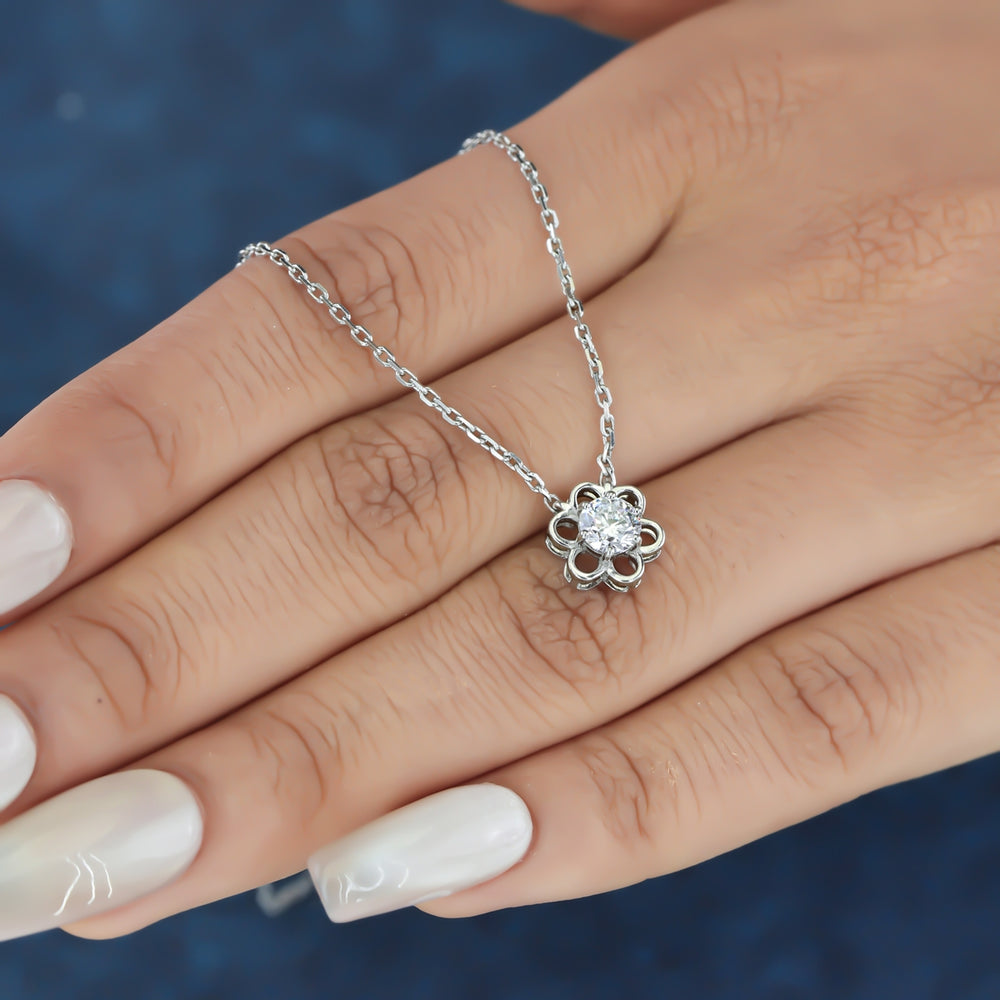 925 sterling silver Flower Stud Necklace for women India