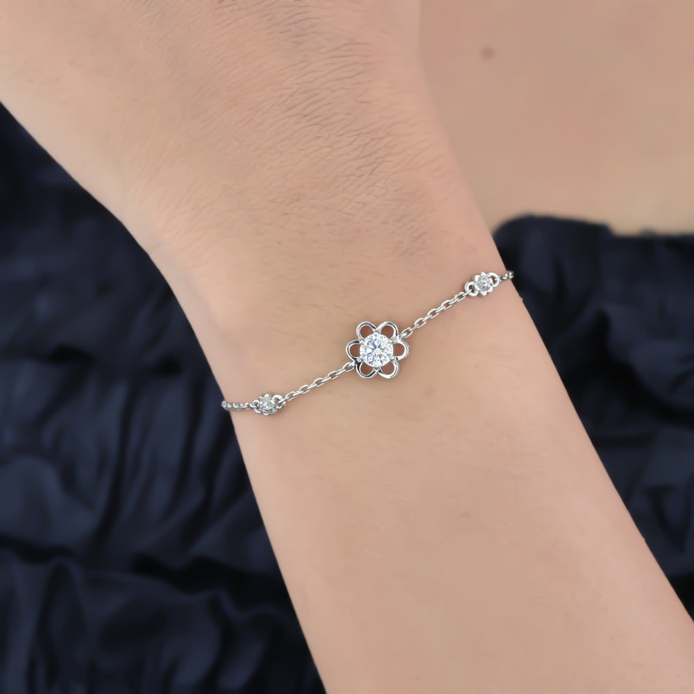 925 sterling silver flower stud bracelet for women India