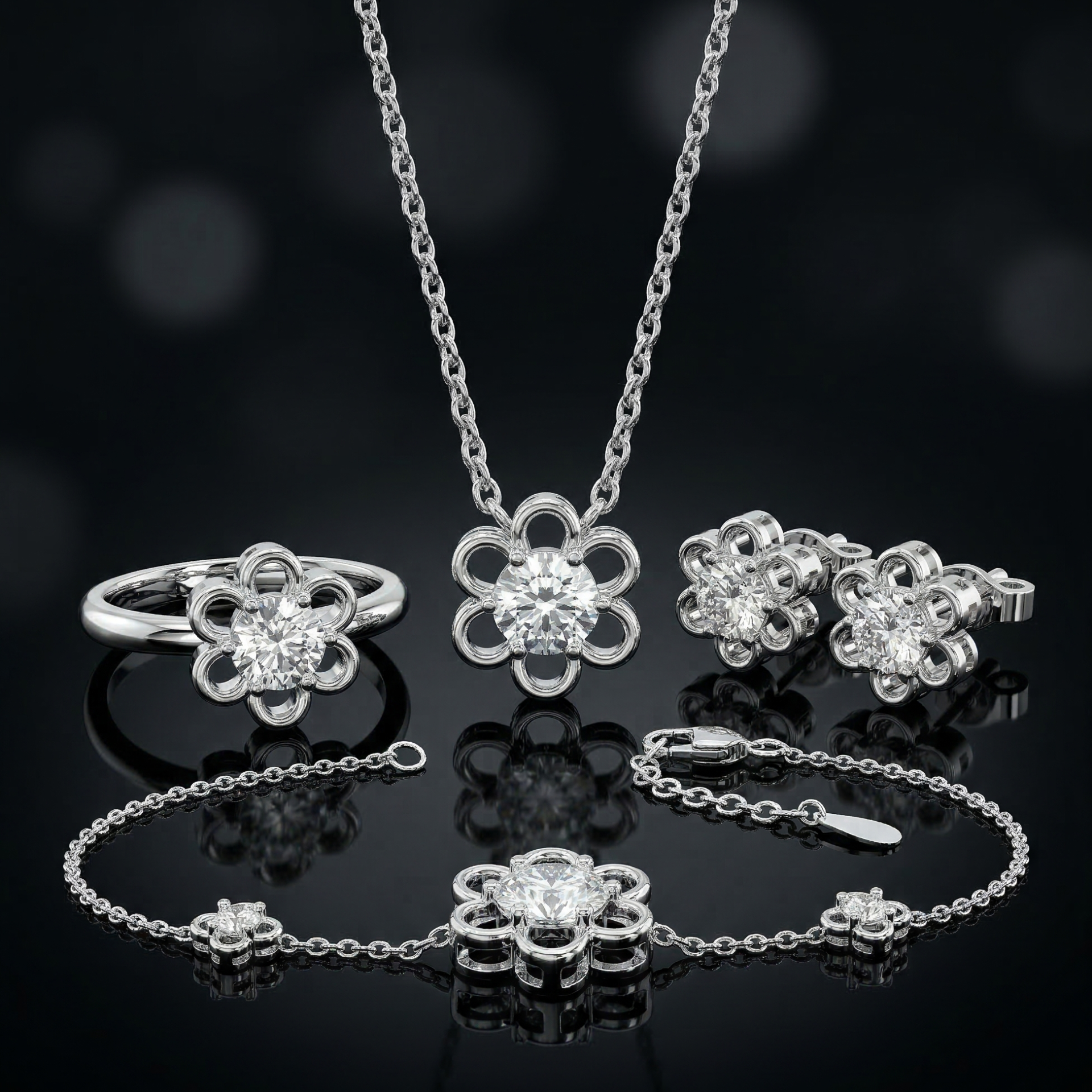 925 sterling silver flower stud set for women India