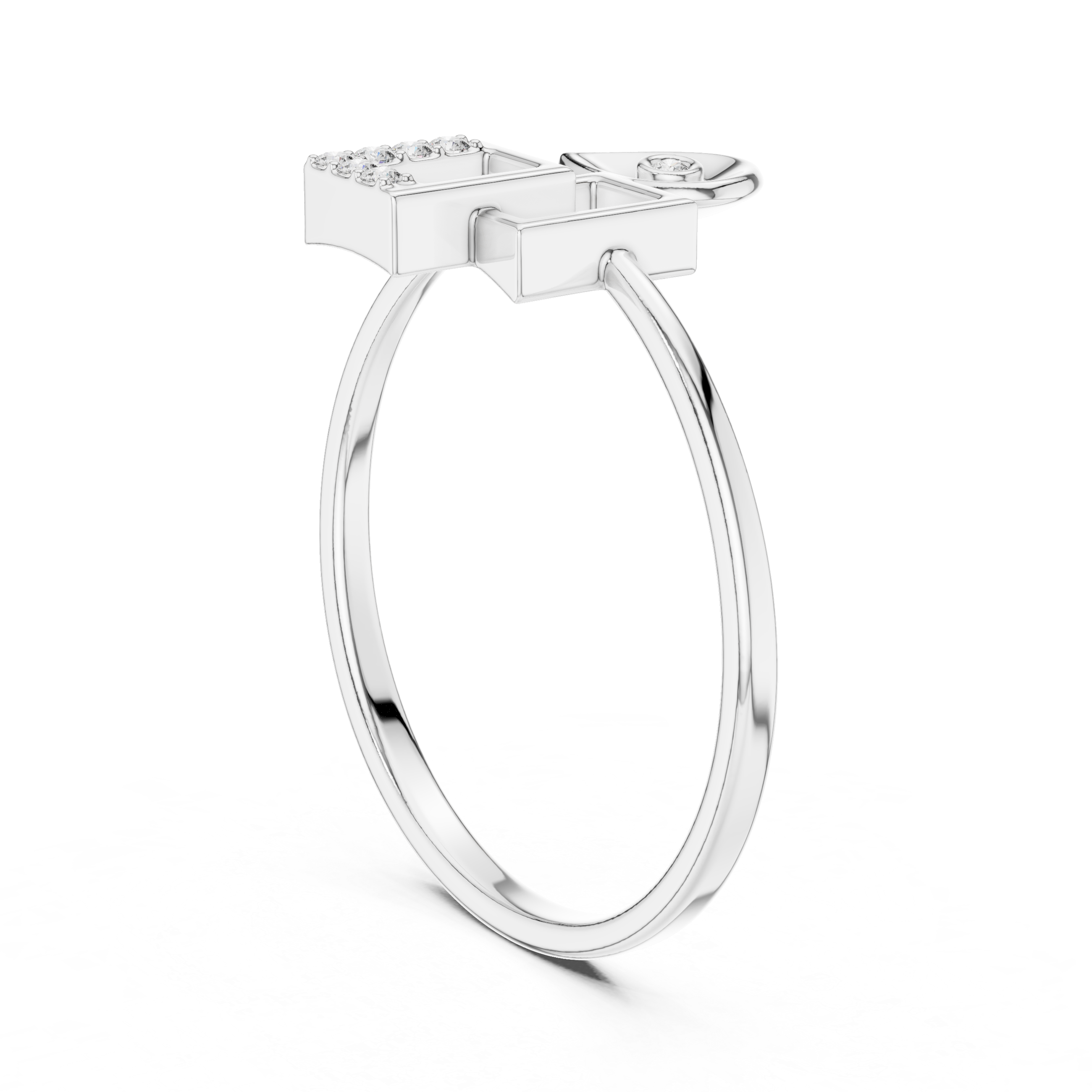 Modern geometric double square diamond ring with teardrop accent