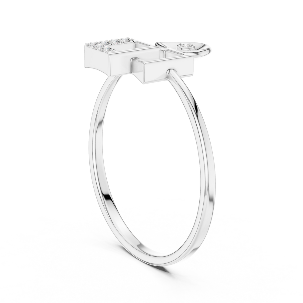 Modern geometric double square diamond ring with teardrop accent