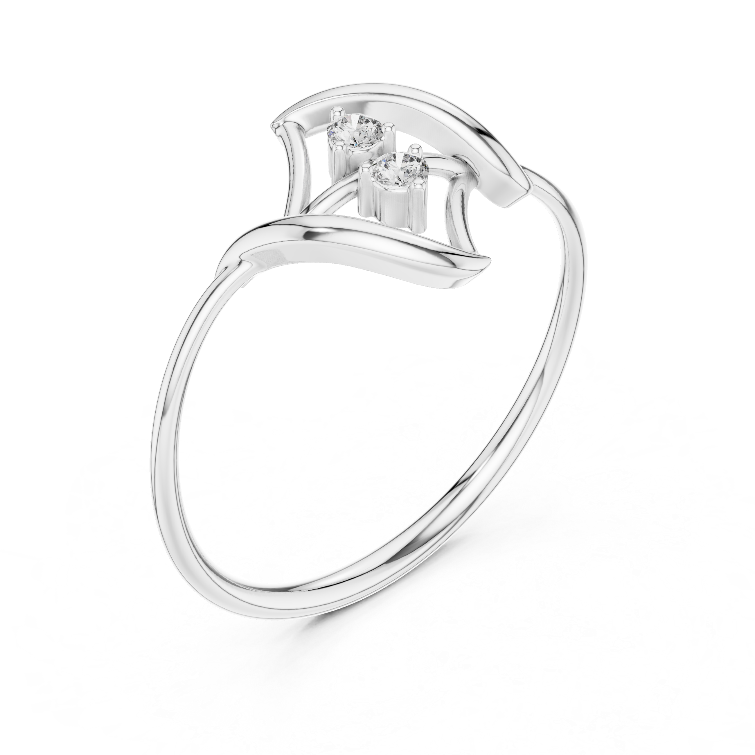 Geometric star design diamond ring with dual stone setting
