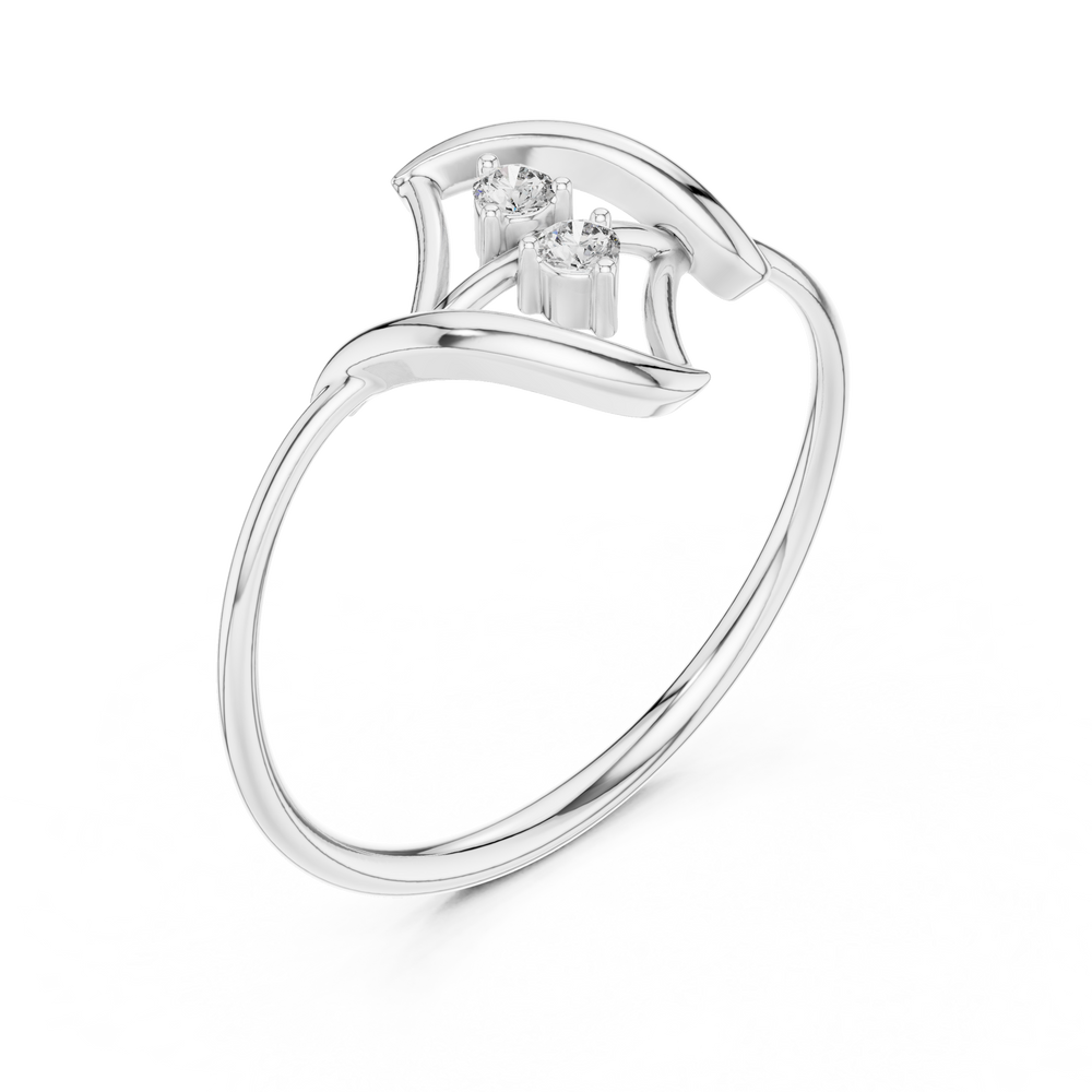 Geometric star design diamond ring with dual stone setting