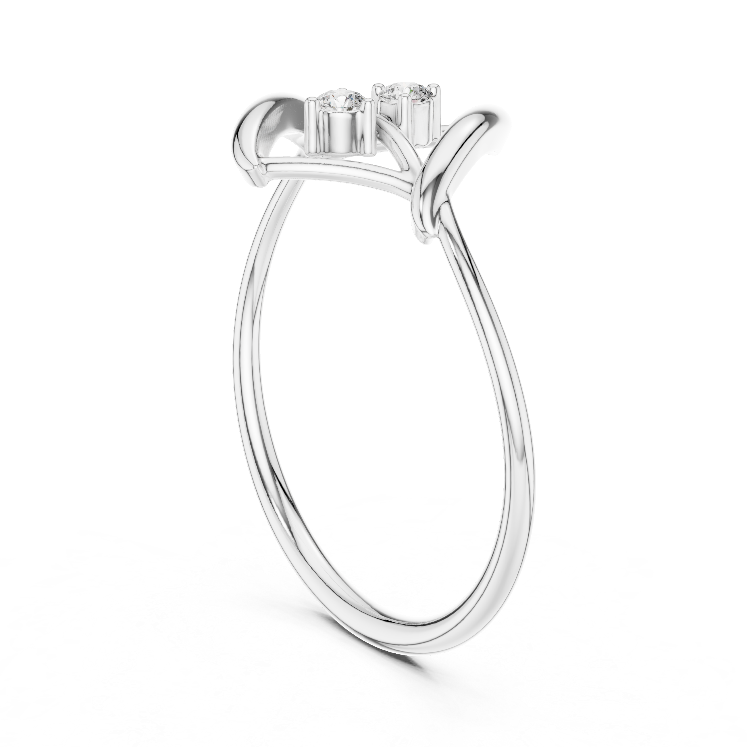Geometric star design diamond ring with dual stone setting