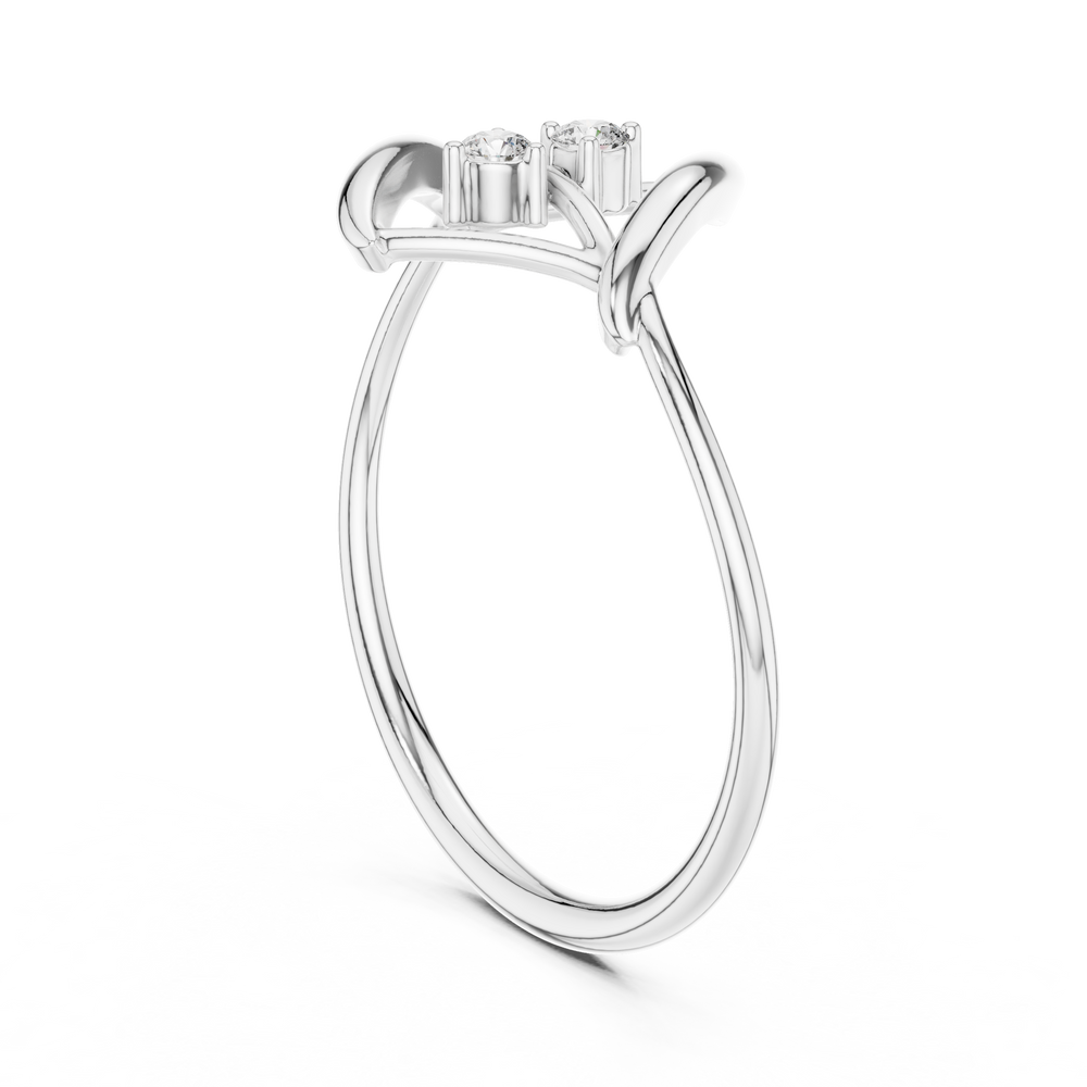 Geometric star design diamond ring with dual stone setting