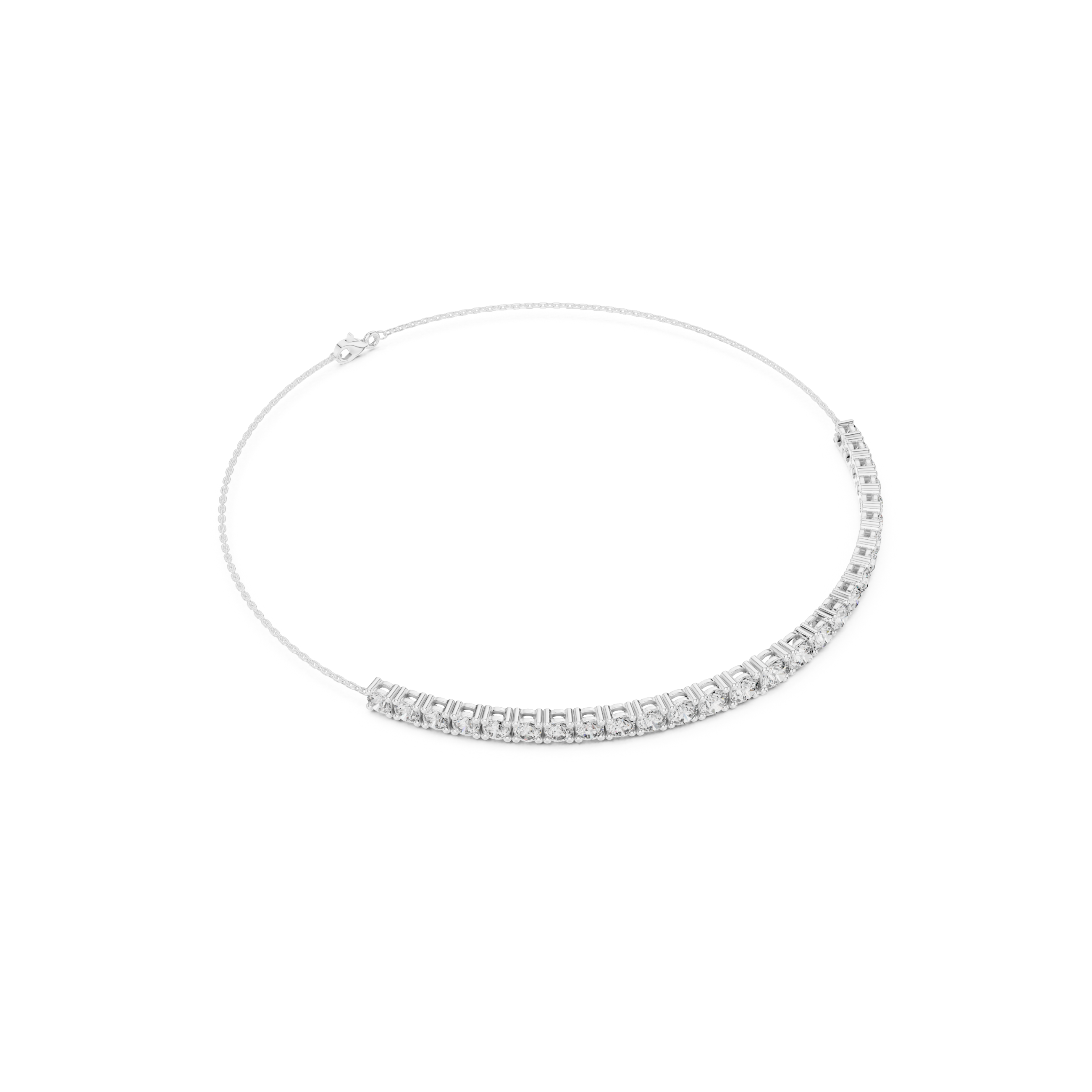 Graduating cluster chain bracelet with baguette and round stone centre detailing