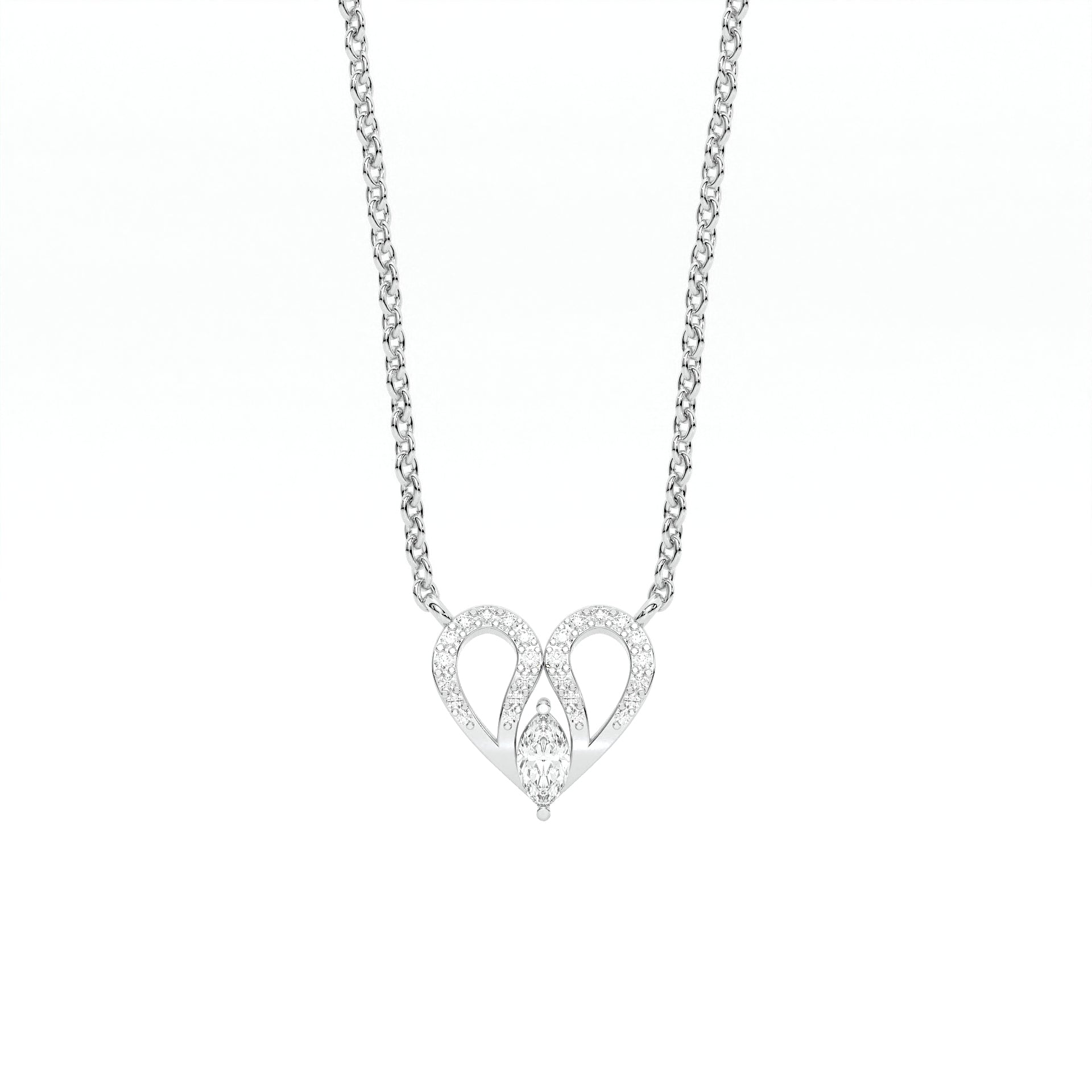 925 sterling Heart Diamond Necklaces