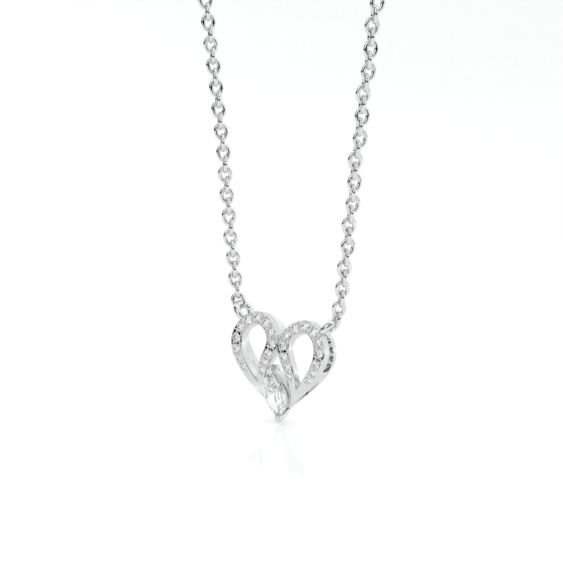 925 sterling Heart Diamond Necklaces