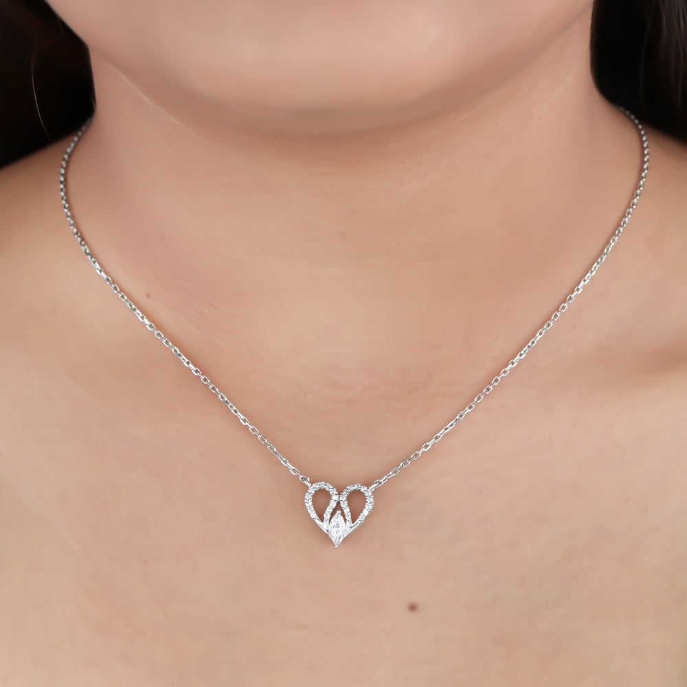 925 sterling Heart Diamond Necklace