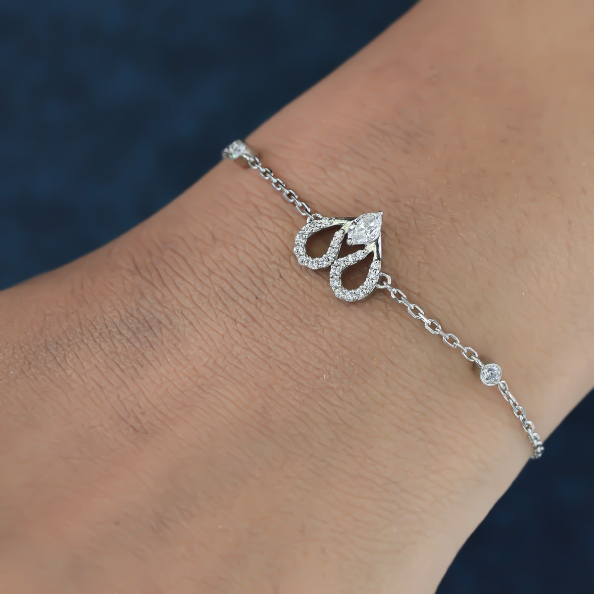 925 sterling Heart Diamond Bracelet