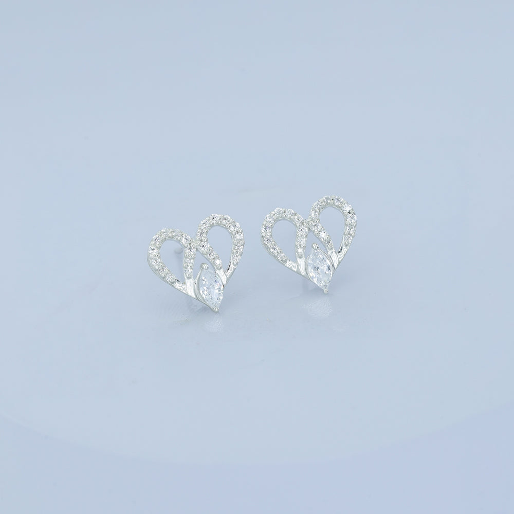 925 sterling Heart Diamond Earrings