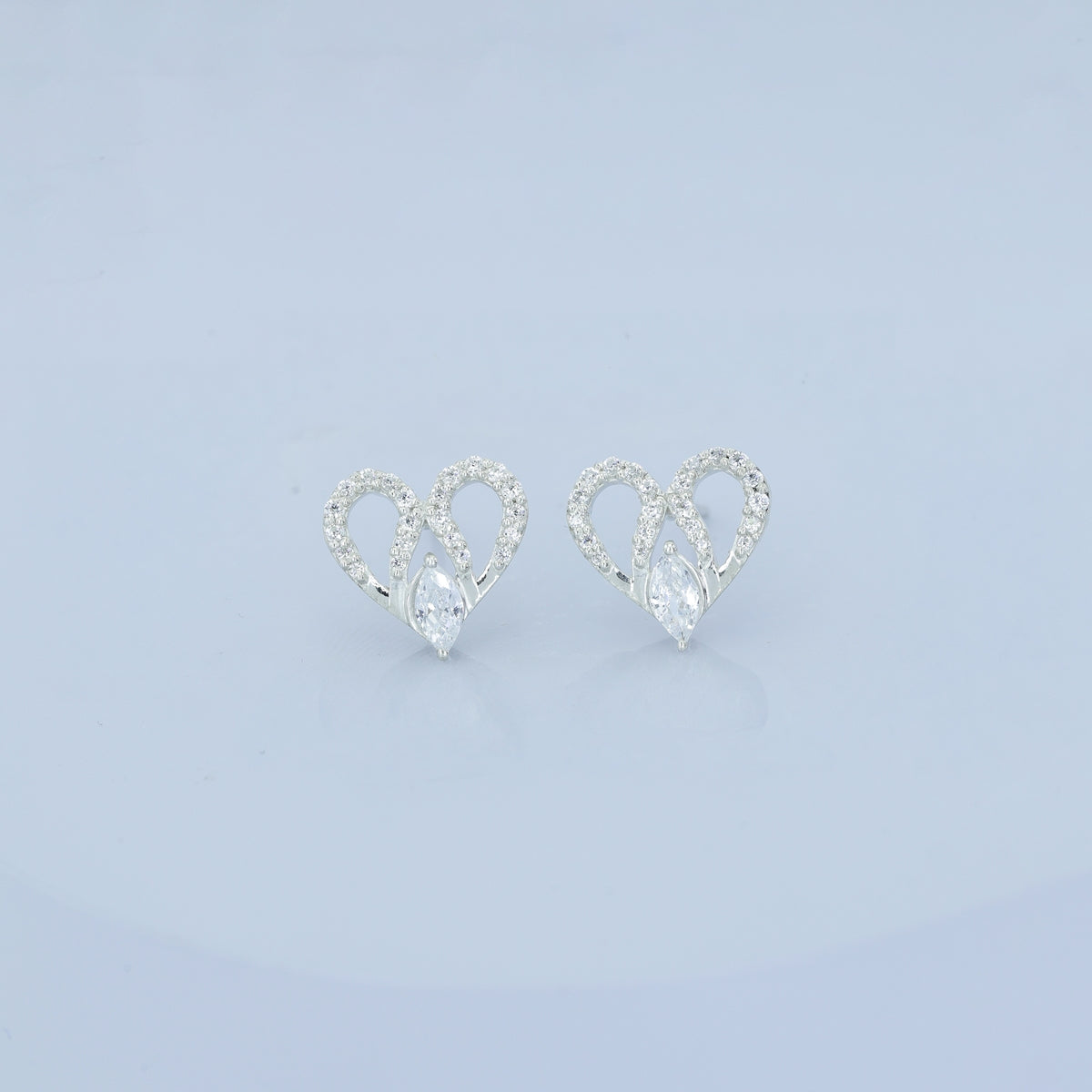 925 sterling Heart Diamond Earrings