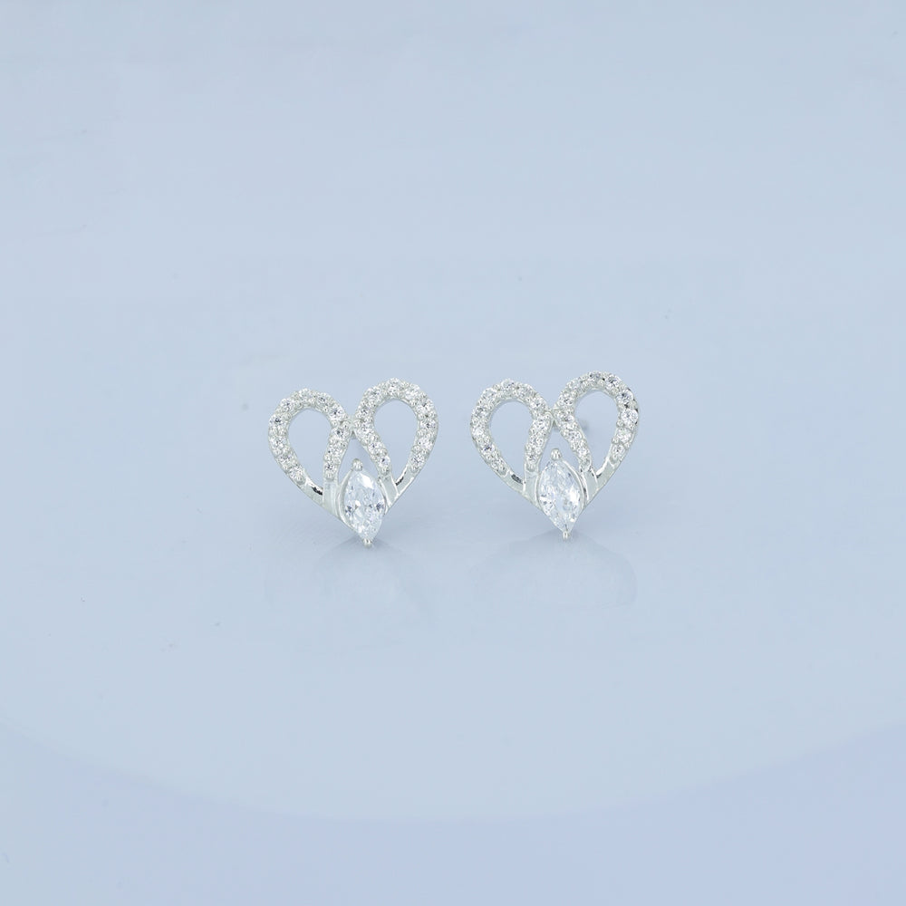 925 sterling Heart Diamond Earrings